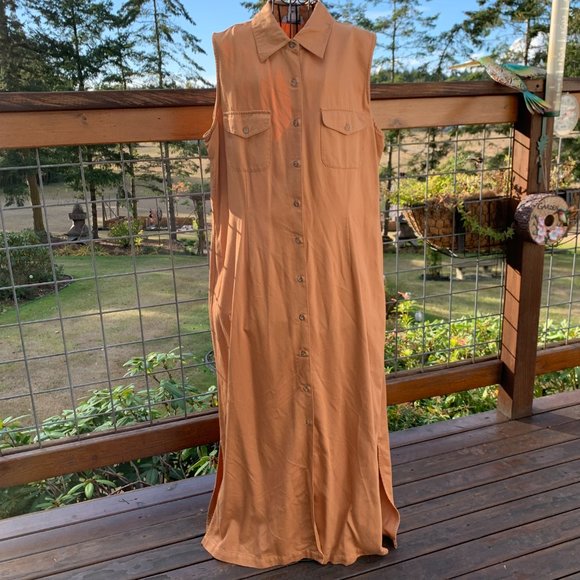 Bridgewater Taupe Sleeveless Button Front Maxi Dress - Picture 1 of 7